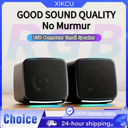 Stereo Sound Mini Speakers With Cool Lights Computer Speakers USB Powered 3.5mm Portable Speakers for Computer Laptop and iPad
