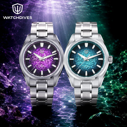 Watchdives WD0003C ice Crack Dial 38mm Men Watch VH31 Sweep Seconds Quartz Movement Sapphire Luminous 10Bar Waterproof Watches