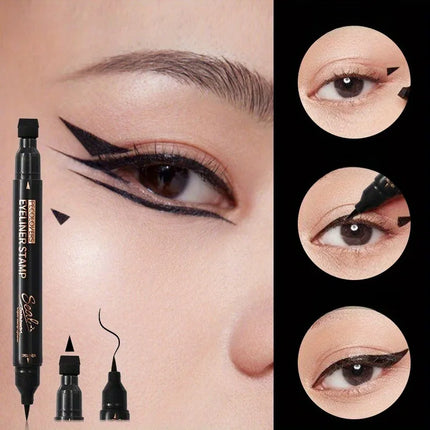 Black Eyeliner Stamp Triangle Dual-ended Liquid Eyeliner Waterproof Sweat-proof Quick Dry Eyeliner Makeup Seal Tool Cosmetics
