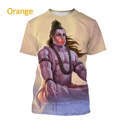 New Indian Monkey God Hanuman 3D Printed T-Shirt Men And Women Clothing Hindu Myth Figure Pattern Streetwear Top Tshirt Tees