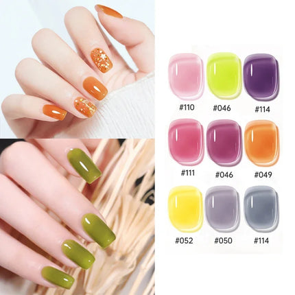 Jelly Transparent Ice Through Gel Nail Polish Pink Skin Color Semi Permanent Manicure Top Coat Soak Off UV Gel Varnish Nail Art