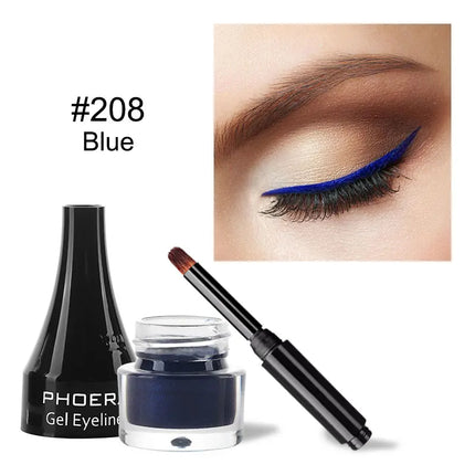 PHOERA 10 Colors Waterproof Eyeliner Gel With Brush Colorful Long-lasting Eye Liner Cream Makeup Tools Women Cosmetics TSLM1