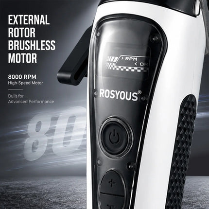 ROSYOUS RS-888C KM-1595 JC-10000 External Rotor Brushless Motor Men Electric Hair Clipper Kit 8000RPM Professional Hair Trimmer