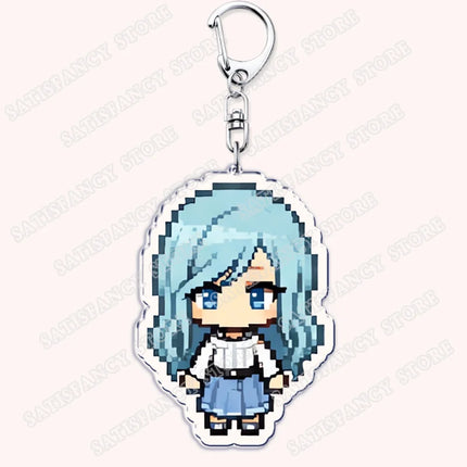 Cute Pixel Chibis Keychains for Accessories Touya Emu Rui Akito Tsukasa Virtual Singers Key Chains Jewelry Keyrings Fans Gifts