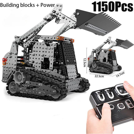 2.4G 10CH RC Tracked Dump Truck SW (RC) 008 DIY Stainless Steel Assemble Forklift Bulldozer Crane Vehicle Metal RC Car Model