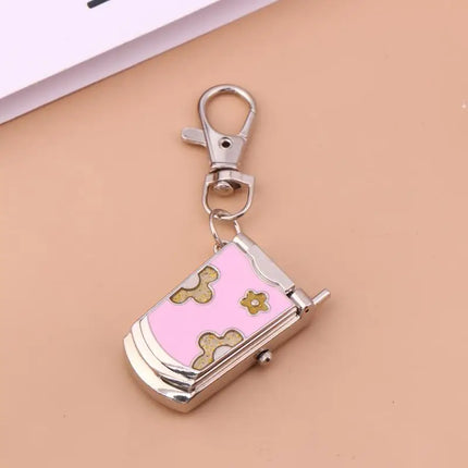 1 Piece Fashion Retro Cute Backpack Pendant Flip Phone Keychain Watch Hanging Watch Creative Gift
