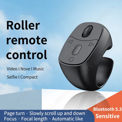 Cell Phone Scrolling Ring Wireless Finger Shutter Remote Control Page Turner Mobile Phone Controller Bluetooth For Travel New