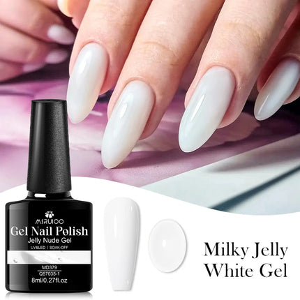 8ml Jelly Milky White Gel Nail Polish Translucent Pure Color UV Gel Polish Semi Permanent Soak Off Varnish Manicure Nail Art DIY