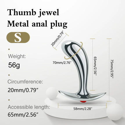 1Pcs, Metal thumb anal plug three sizes, jewel base design outdoor anal plug, outdoor dildos, adult sex toys