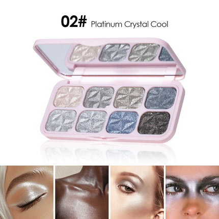 Creamy Eyeshadow Palette 8 Shade Set Buildable Sparkle and Highlight Easy Blend No Fallout for Woman Girl Quick Makeup Essential