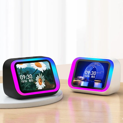 Smart Speaker Voice Assistant Home Speaker Alarm Clock with RGB Lights for Bedroom Living Room