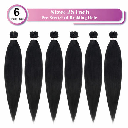 EZ Pre-Stretched Braiding Hair Flame Retardant Synthetic Hair for Women Easy Braids Hair Extensions for Box Braids Twist Crochet