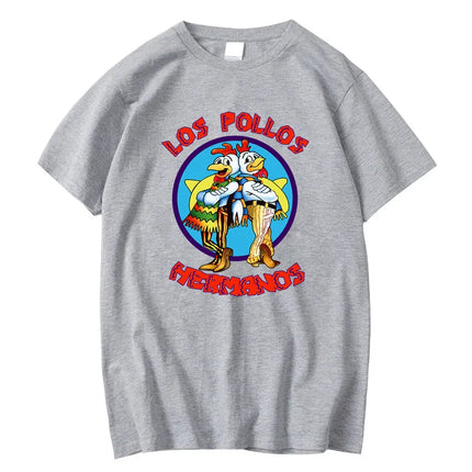 Summer Men's Short-Sleeved High-Quality 100% Cotton Breaking Bad LOS POLLOS Chicken Brothers Printed Casual Men's T-Shirt Male