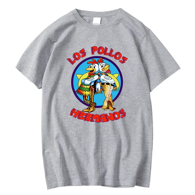 Summer Men's Short-Sleeved High-Quality 100% Cotton Breaking Bad LOS POLLOS Chicken Brothers Printed Casual Men's T-Shirt Male