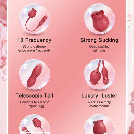 Rose-Sucking Vibrator for Women Thrusting Dildo Nipple Vacuum Sucker Clitoris Stimulator Female Vibrating Egg Adult Sex Toys