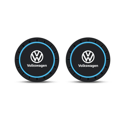 New 2pcs Car Coaster Mats Water Cup Non-slip Pads For Volkswagen GOLF 5 Tiguan Polo Golf 6 Golf 7 Jetta Accessories