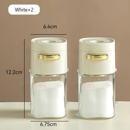 Kitchen Quantitative Salt Bottle Glass Sealed Moisture-Proof Seasoning Jar Outdoor Multi-Purpose Seasoning Box Can Adjustable