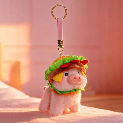Ultra-Soft PP Cotton Burger Animal Plushie Exquisite Embroidery Short Plush Fabric Kawaii Foodie Key Chain Eco-Friendly Dyeing