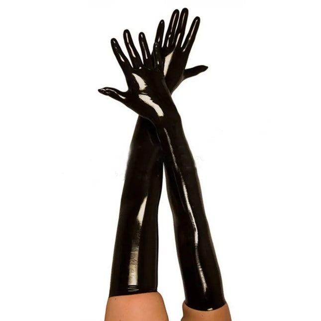 53cm Sexy Women Shiny Long Gloves Imitation Leather Latex Cosplay Clothing Pole Dancing Night Club Tight Gloves Accessories