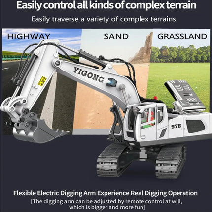 RC Alloy Remote Control Excavator Toy Engineering Vehicle Children's Charging Model Car Playset for Kids Boy Gifts