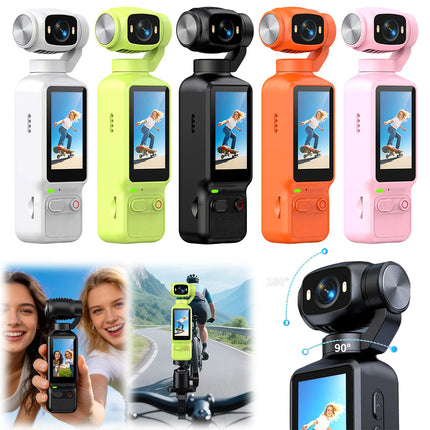 4K HD Pocket Action Camera 180 Degree Rotation Lens with 1.97-inch Screen for Cycling Travel Sport and Outdoor Activities