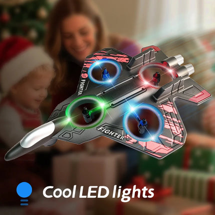 JCMO L101 RC Foam Airplane 2.4Ghz RC Fighter Stunt Tumbling Helicopter with LED Colored Lights Airplane Model Toy For Kids Gift