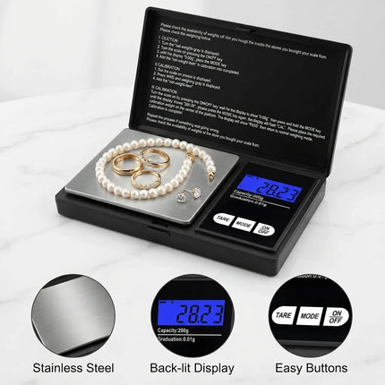 Mini Digital Pocket Scale High Precision 0.01g Stainless Steel Portable Jewelry Gold Gram Weight Balance Electronic Tool