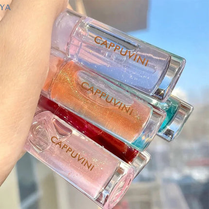 [YA]Cappuvini Transparent Crystal Jelly Lip Gloss Shiny Clear Mirror Moisturizing Lip Balm Glitter Liquid Lipstick Lip Oil