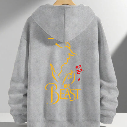 Romantic Theme Beauty and the Beast Couple Hoodies Men'S Women'S Separate Styles Pullover Casual Loose Fit Sweatshirt Hoodie Y2K