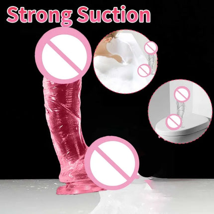 Soft Pink Dildo with Suction Real Dildo Fake Dick Penis Erotic Adult Gay Sex Toys Anal Plugs for Women Sexyshop Penis Products