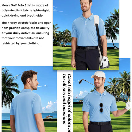 TACVASEN Summer Casual T-shirts Mens Short Sleeve Polo Shirts Button Down Work Shirts Quick Dry Tee Sports Fishing Golf Pullover
