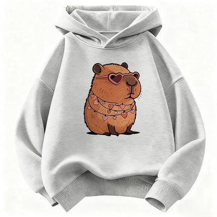 Streetwear Capybara Printed Hooded Kids Children's Sweatshirt Cute Hoody for Boys Girls Autumn Spring Casual Hoodies