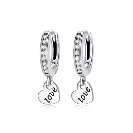 New 2026 Original 925 Sterling Silver Earrings For Women Piercing Hoop Love Heart Earings Rose Gold Wedding Gift Luxury Jewelry