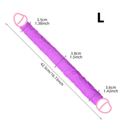Dual-Ended Dildo for Women -Flexible Realistic Double Penetration Adult Toy, Soft Waterproof Phallus for Vaginal Anal Stimulatio