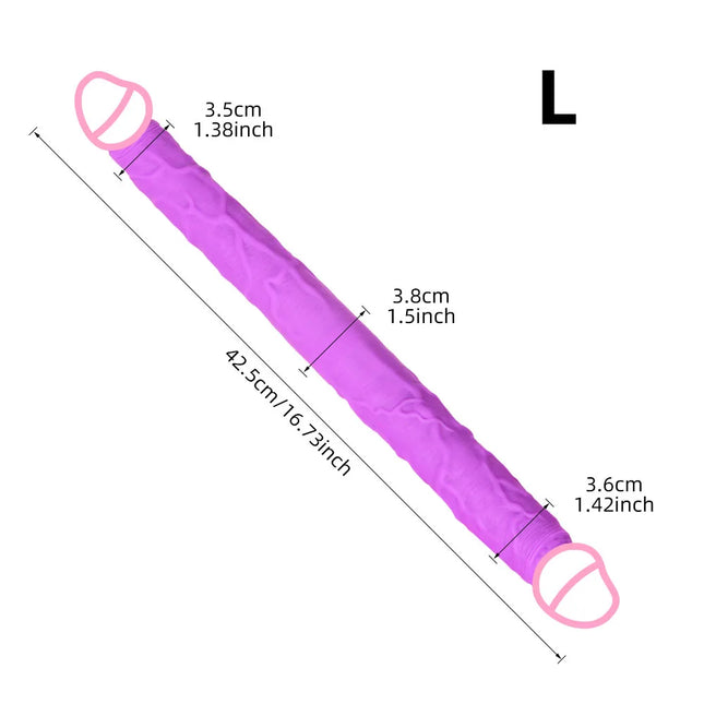 Dual-Ended Dildo for Women - Flexible Realistic Double Penetration Adult Toy, Soft Waterproof Phallus for Vaginal Anal Stimulation