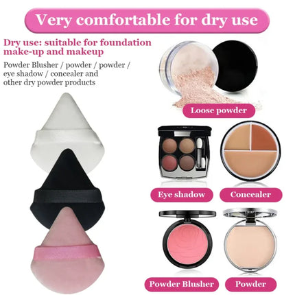 6 Pack Velvet Powder Puffs For Perfect Makeup Finish Soft And Lightweight  Makeup Sponge  powder puffs triangle