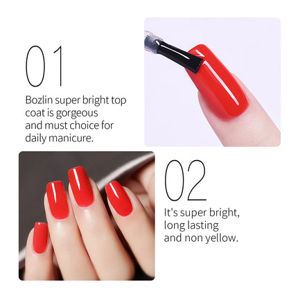 Hassleless Single Pack Ultra-Gloss Top Coat Gel Nail Polish - Glossy gel top coat, clear and removable LED nail polish, long-las