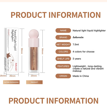 Lakerain Face Liquid Highlighter Waterproof Sweat-proof Long-lasting Golden Bronze Body Highlighter Fit&Smooth Brightening Fluid