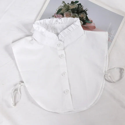 Women's Spring Fall Cotton White Vertical Small Lapel Versatile Shirt Jumper Fashion Fake Collars Clothing Accessories