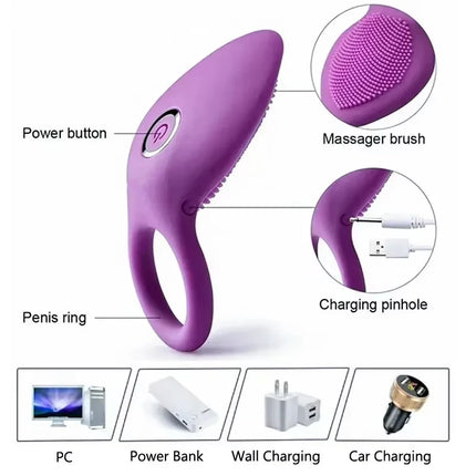 Vibrating Penis Ring for Men G-Spot Clitoral Stimulator Couples Sex Toy Delay Ejaculation Licking Vaginal Orgasm Adult Accessory
