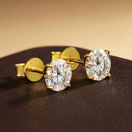 0.1-5ct Moissanite Stud Earring for Women Men Round D Color Diamond 925 Sterling Silver 18K Gold Plated Jewelry with Certificate