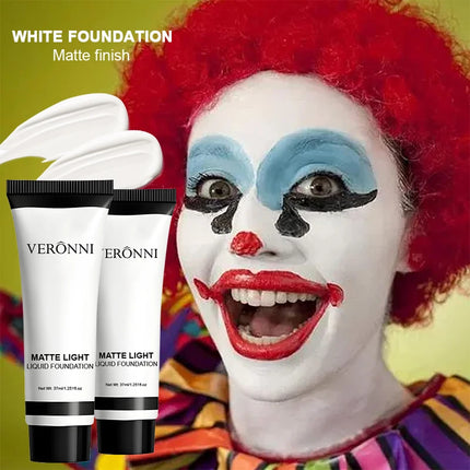 White toning liquid foundation water-resistant,Matte Natural Finish,Lightweight Non-Sticky Foundation Concealer,Halloween makeup