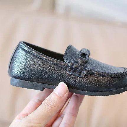 Boys Leather Shoes Black White for School Party Wedding Kids Formal Flats Loafers Slip-on Soft Loafers Children Moccasins 21-30