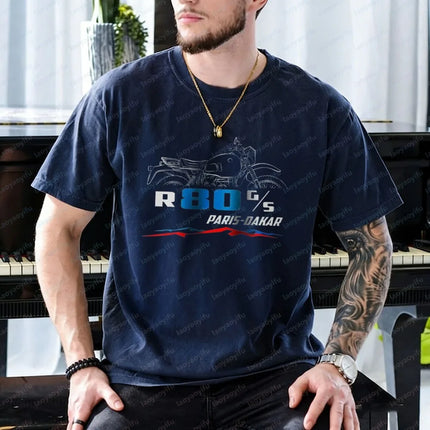 Motorcycle T-shirt for BMW R80G/S Paris Dakar 1984-1987 Fans and Riders Tees Summer Casual Short-sleeve Tees Men's Clothing