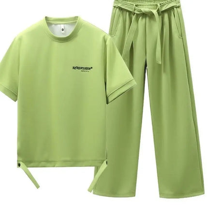 Men Sportswear Set Fashion Casual Trendy Pants Tee Outfit