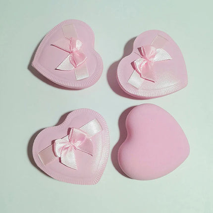 2/5pcs Heart Bow Makeup Powder Puffs That Can Be Used In Both Dry And Wet Combinations Cotton Candy Air Cushion Powder Puff