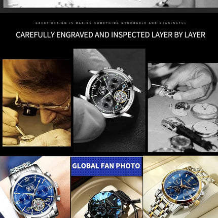 POEDAGAR Luxury Fashion Men Clock Waterproof Luminous Date Week Man Wristwatch Sports Stainless Steel Quartz Men's Watches Reloj