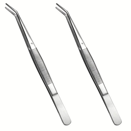 Stainless Steel Tweezers, with Curved Serrated Tip Multipurpose Tweezers Sewing Machine Tweezers Forceps for Craft Repairing