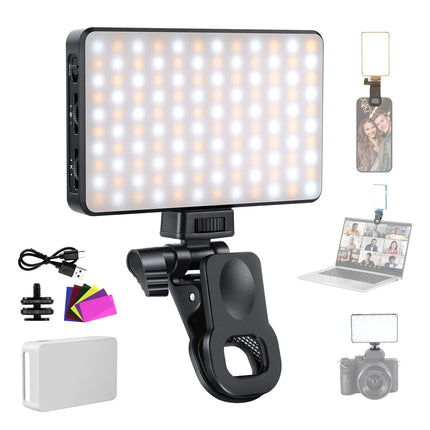 NEEWER LED Selfie Phone Light, Rechargeable 2500-9000K Clip On Fill Light ,CRI95+ Dimmable Video Conference Lighting for iPhone