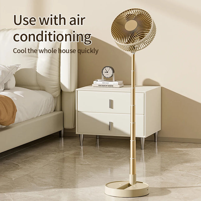 USB Foldable Portable Fan with 8-inch 4 Speeds & Timing, Battery-Operated Mini Floor Fan for Bedroom, Indoor or Outdoor, Table Fan